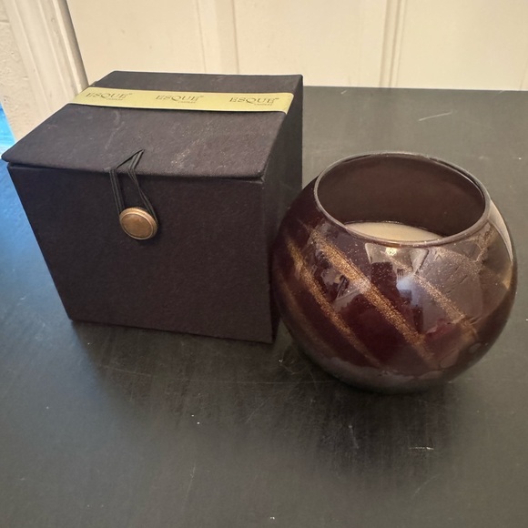 Northern Lights Esque Polished Globe 4 Inch Ebony Candle Black Gold NIB - Picture 1 of 7